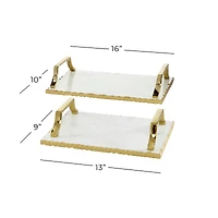 Set of 2" Gold Ceramic Glam Tray, 16", 13"