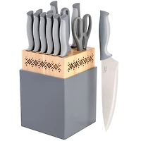 Spice by Tia Mowry Savory Saffron Gray 14 Piece Cutlery Set