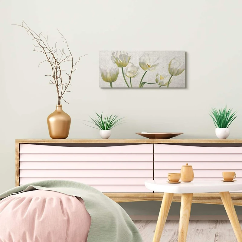 Stupell Industries Soft White Blooming Tulip Petals Canvas Wall Art