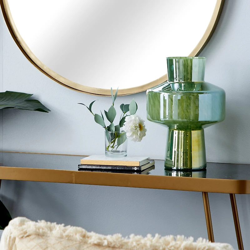 The Novogratz 13" Green Modern Glass Vase