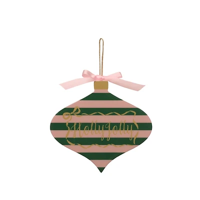 5" Pink & Green Stripes Holly Jolly Onion Ornament Wall Décor by Ashland®