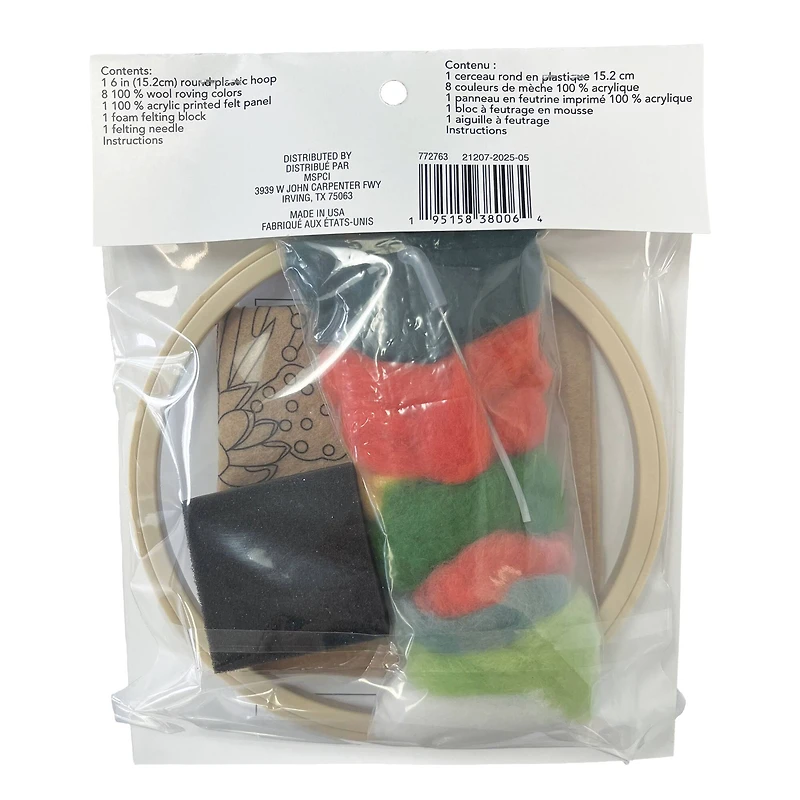 6" Cactus Needle Felting Kit with Hoop by Loops & Threads®