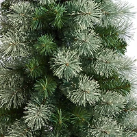 4.5ft. Pre-Lit Nova Scotia Pine Artificial Christmas Tree in Engraved Geometric Stone Planter, Warm White LED Lights