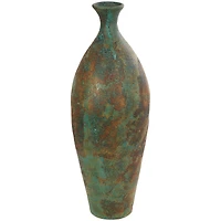 2.5ft. Green Ceramic Tall Distressed Antique Style Vase