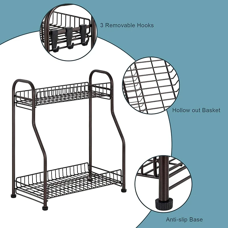 NEX™ 2-Tier Bronze Spice Rack Kitchen Organizer