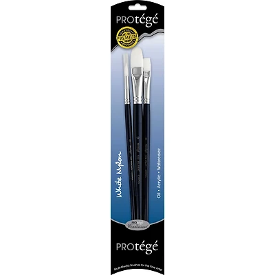 Protégé White Nylon Long Handle 3 Piece Brush Set