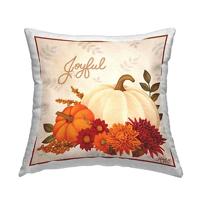 Stupell Industries Joyful Floral Pumpkins Outdoor Printed Pillow