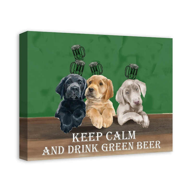 Keep Calm Drink Beer Dogs 20" x 16" Canvas Wall Art