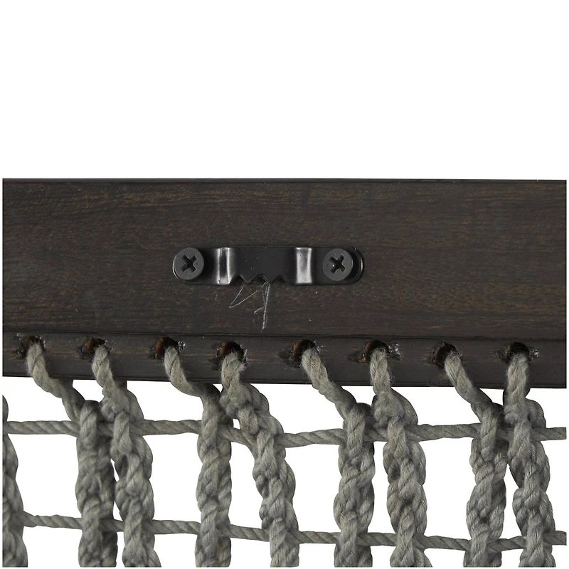 12" x 38" Dark Brown Mango Wood & Macrame Handmade Wall Décor Set