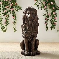 Glitzhome® 2ft. Oversized Bronze Sitting Lion Garden Statue