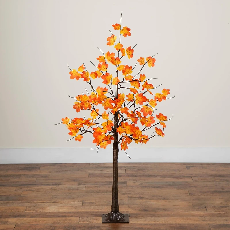 4ft. Pre-Lit Minimalist Autumn Maple Artificial Fall Tree with 56 Warm White LED Lights