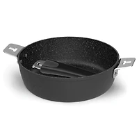 The Rock by Starfrit 9" Deep Fry Pan & Dutch Oven with Lid & Detachable Handle