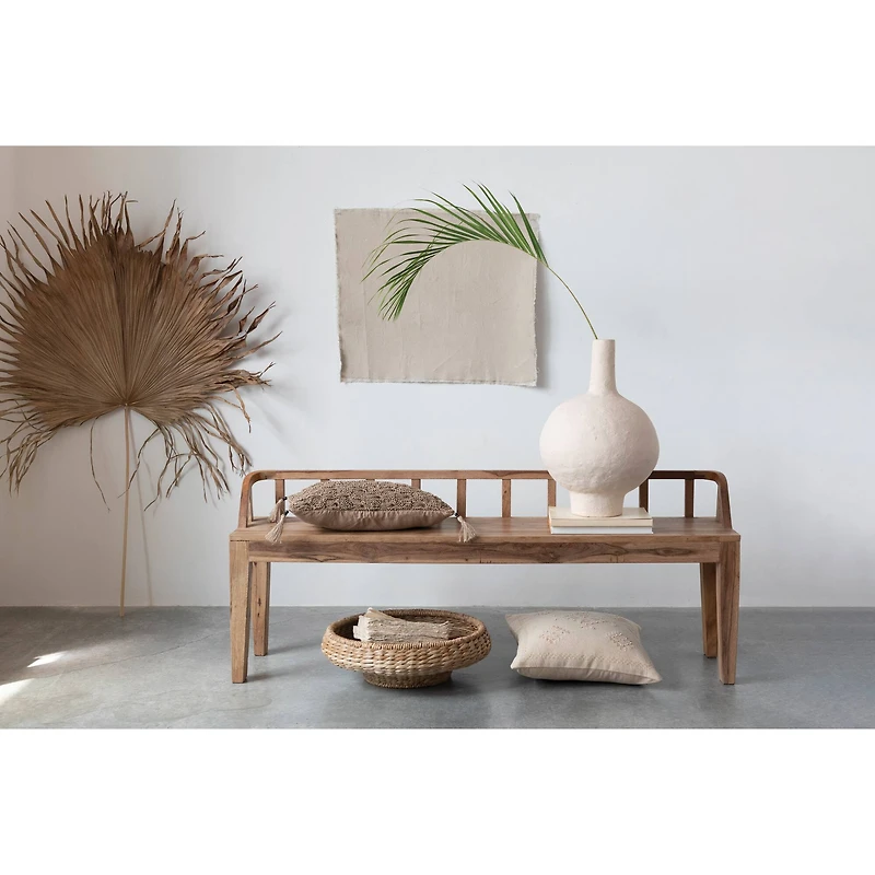 Hello Honey® Linen Embroidery & French Knots Woven Cotton Pillow