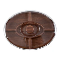 Luxe Party Wood Look 5-Section Serving Tray with Cover