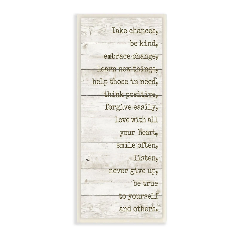 Stupell Industries Take Chances Family Home Inspirational Word Textured Wood Design Wood Wall Plaque