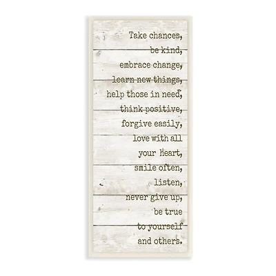 Stupell Industries Take Chances Family Home Inspirational Word Textured Wood Design Wood Wall Plaque