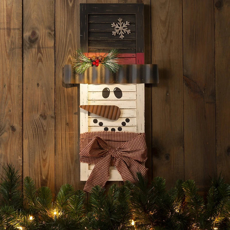 Glitzhome® 22" Wooden Snowman Shutter Décor