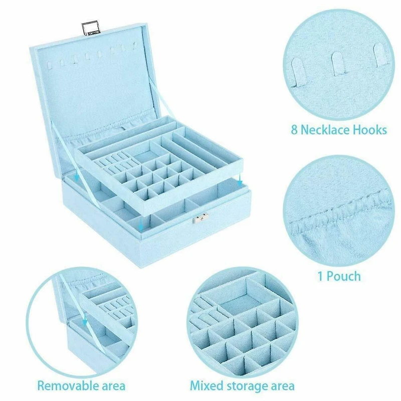 NEX™ 2-Layer 10.5" Lint Jewelry Box Organizer