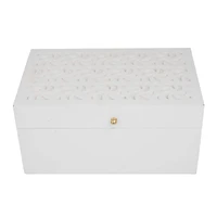 Novogratz White Wood Intricate Carved Box with Hinged Lid Set