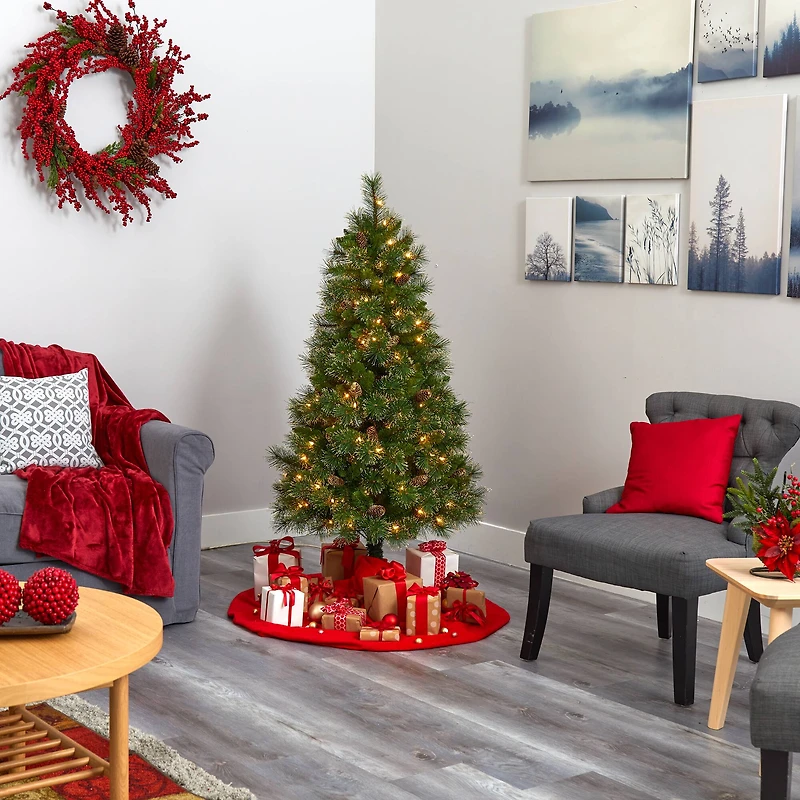 5ft. Pre-Lit Golden Tip Washington Pine Artificial Christmas Tree, Clear LED Lights