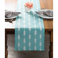 Aqua Base Embroidered Arrow Fletching Table Runner
