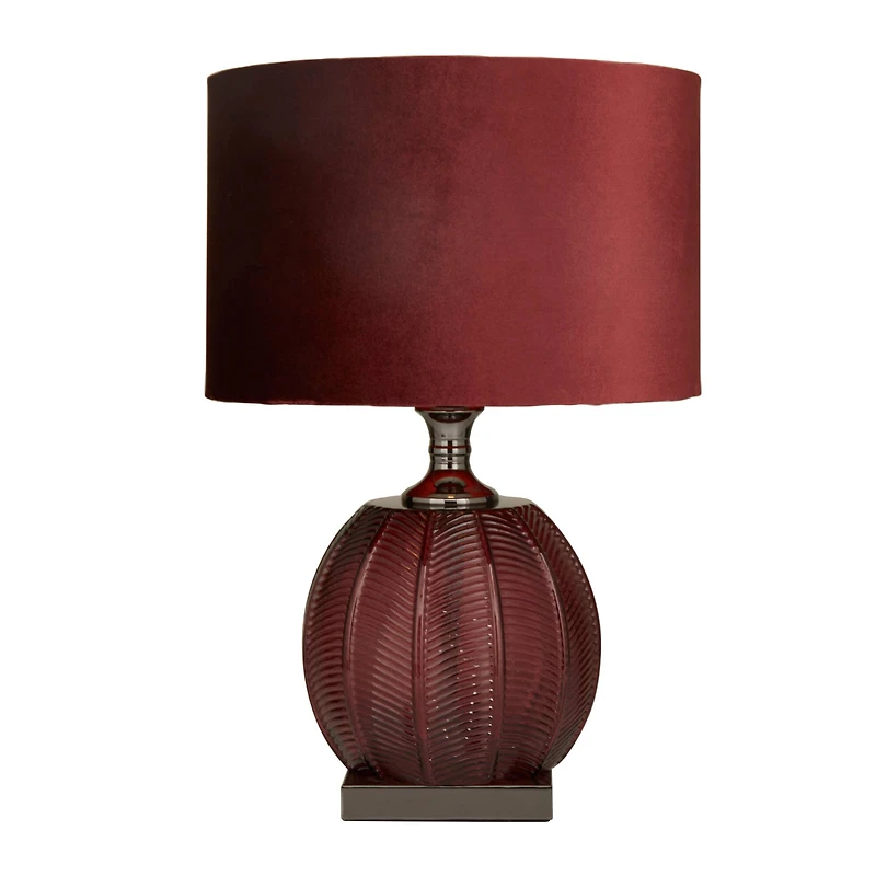 Red Velvet Glam Table Lamp, 21" x 14" x 14"