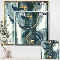 Designart - Mettalic Indigo and Gold II - Posh & Luxe Framed Canvas
