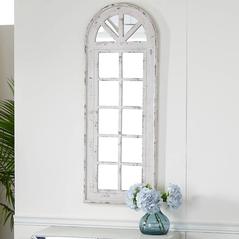 White Vintage Wood Wall Mirror