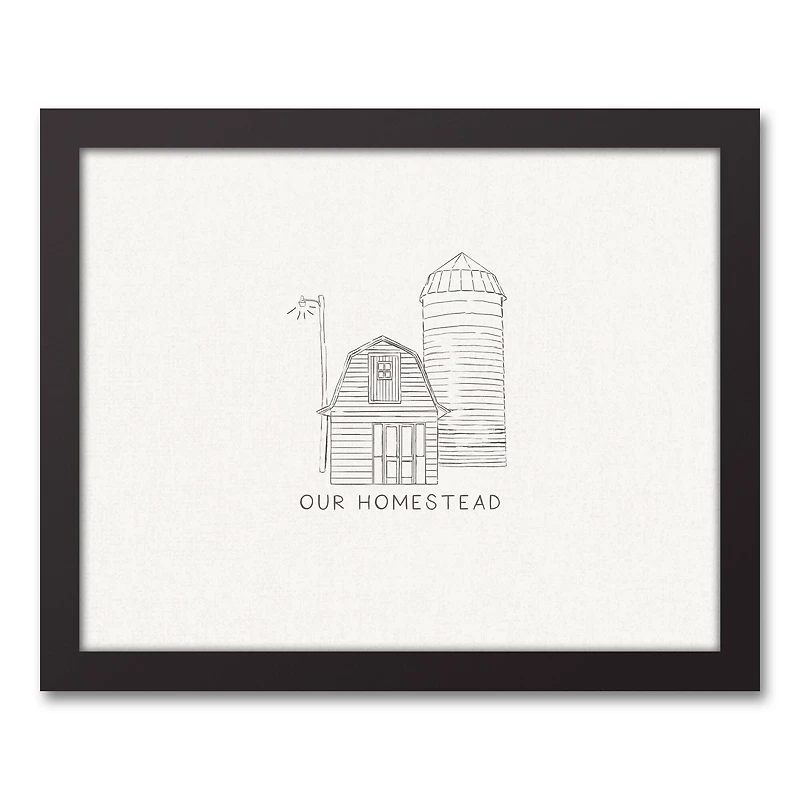 Farmhouse Sketches 11" x 14" Black Framed Canvas - Set of 2