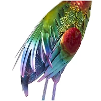 Tall Rainbow Textured Metal Flamingo Garden Sculpture Set