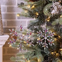 Rainbow Beaded Snowflake Ornament Set