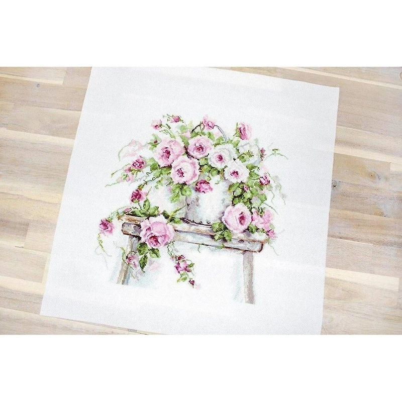 Luca-s Roses On A Stool Counted Cross Stitch Kit