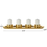 26" Stainless Steel 4 Candle Candelabra with Attached Tray