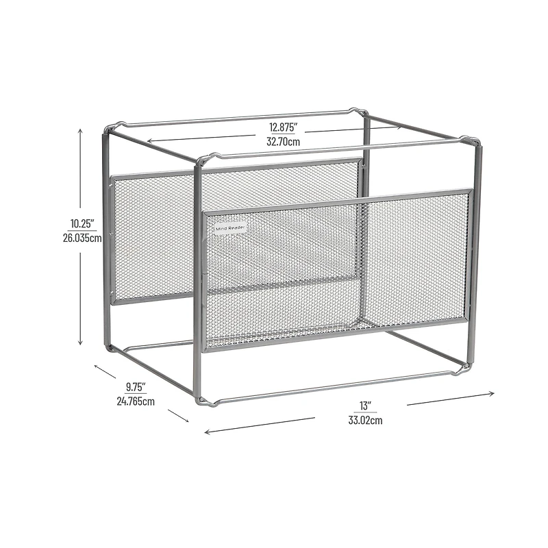 Mind Reader Hanging File Folder Organizer, Desktop Organizer, Storage, Office, Metal Mesh, Silver