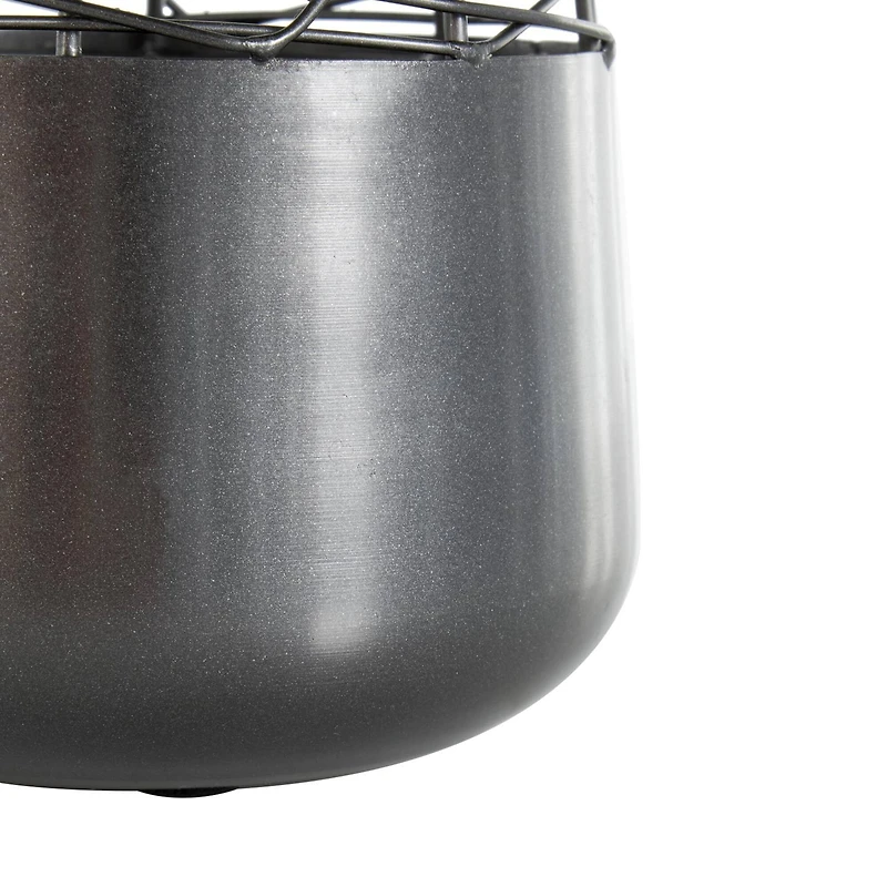 Black Abstract Intertwined Wire & Solid Metal Vase