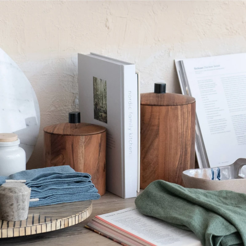 Hello Honey® 6.5" Natural Compact Acacia Wood Canister with Handle