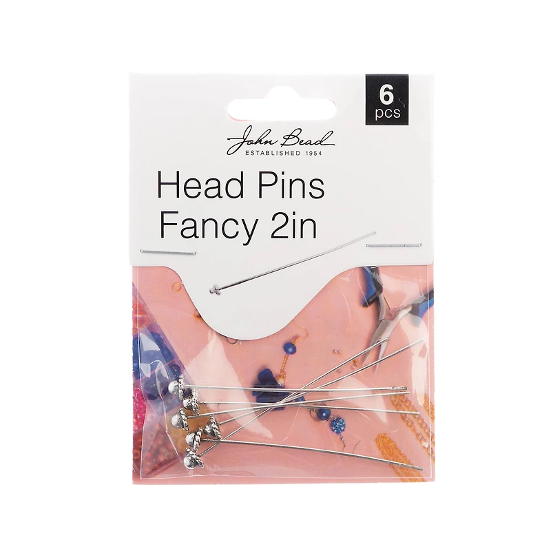 John Bead Must Have Findings 2" Fancy Head Pins
