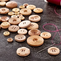 12 Pack: Light Brown Wooden Buttons Set by Loops & Threads®