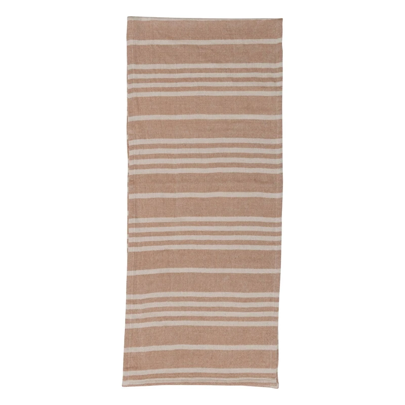 Hello Honey® 72" Tan & Natural Cotton Double Cloth Striped Table Runner