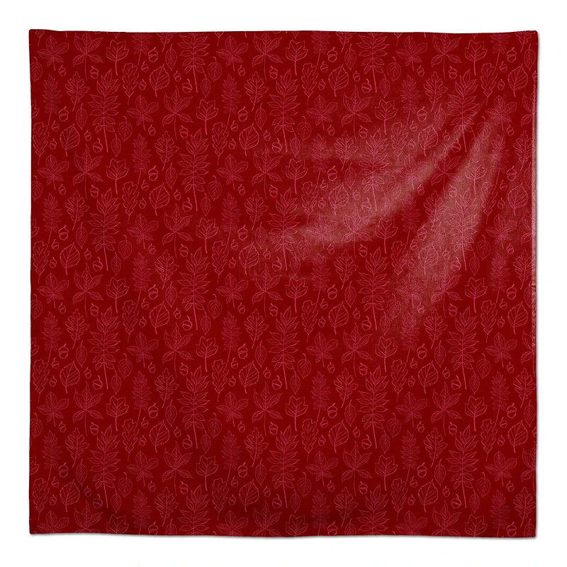 58" Autumn Pattern Leaves On Red Tablecloth