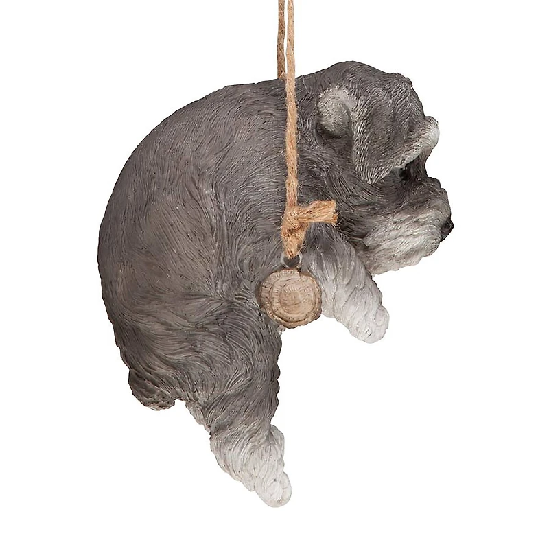 Design Toscano 8" Mini Schnauzer Puppy on a Perch Hanging Dog Sculpture