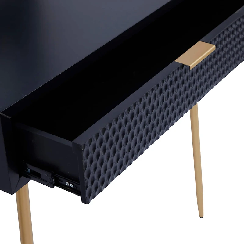 Set of 2" Black Wood Contemporary Console Table with Mirror, 31" x 31" x 16"