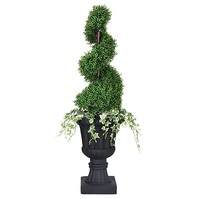 4.5ft. Topiary Spiral Boxwood Artificial Tree in Decorative Urn