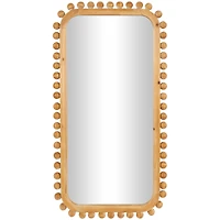 24" x 45" Brown Wood Wall Mirror with Beaded Frame