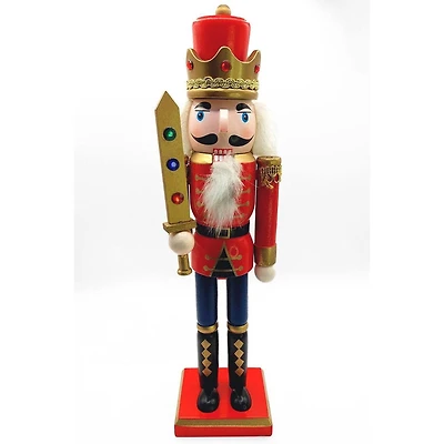 Wizardi 12" Classic Wooden Swordsman Christmas Nutcracker Festive Decoration