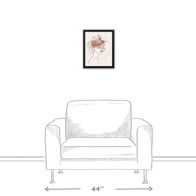 Floral Figure Black Framed Canvas Wall Art