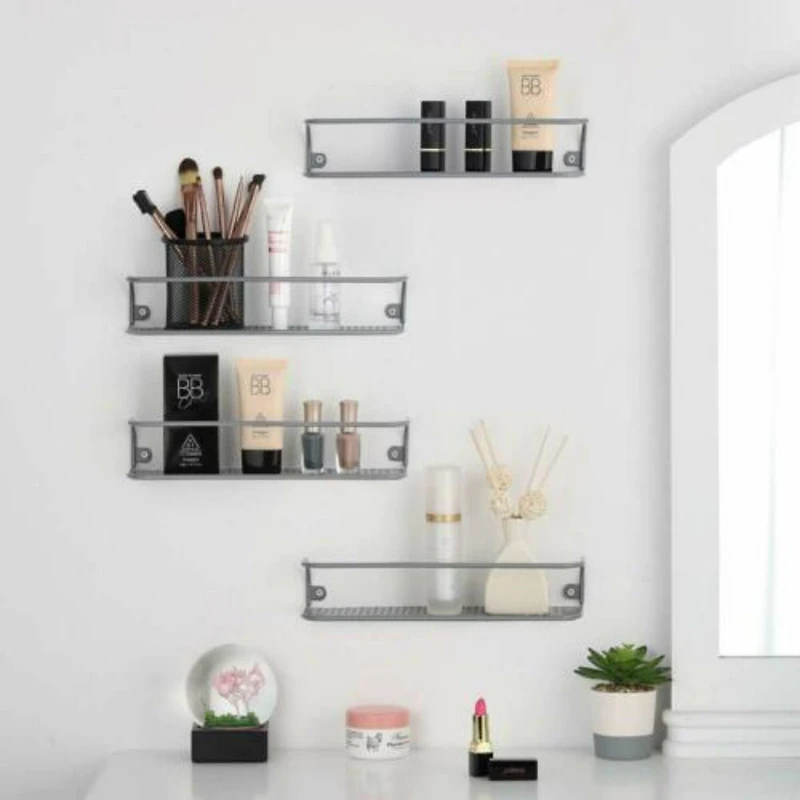 NEX™ Silver Wall-Mount Metal Spice Racks for Kitchen Storage, 4ct.