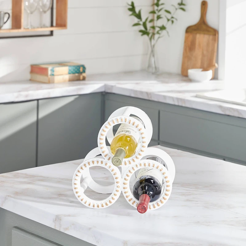 11" White Wood Farmhouse Wine Rack