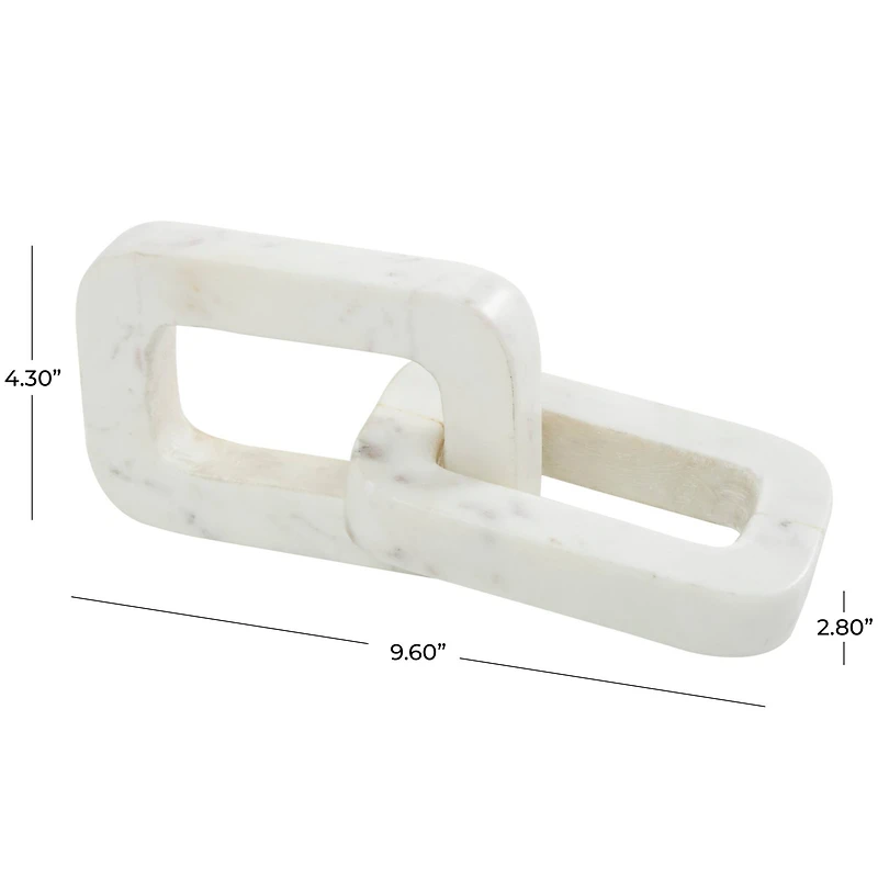 White Marble Geometric 2 Link Chain Sculpture Décor