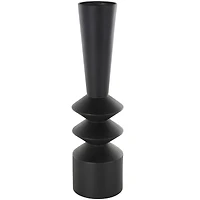 22" Black Metal Art Deco Style Fluted Vase